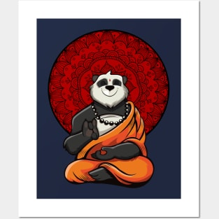 Panda Bear Zen Buddha Yoga Spiritual Cartoon Mandala Posters and Art